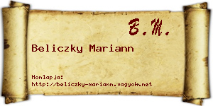 Beliczky Mariann névjegykártya